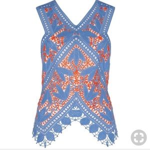 Tory Burch Evie Blue Coral Crochet Top